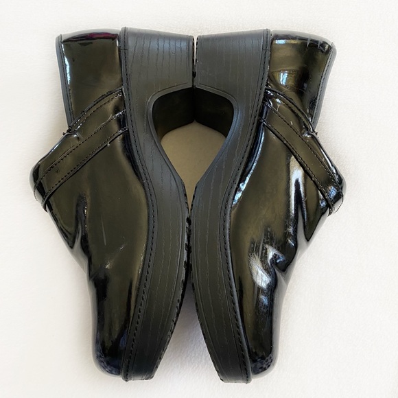 Lands End Women's Black Patent Leather Chunky Clogs Shoes Size 11 D - Y2K - Picture 5 of 13